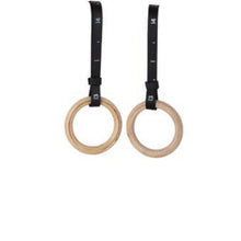 Coppia anelli ginnastica in legno e cinghie nylon regolabili